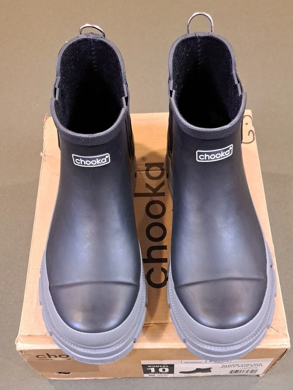Chooka Storm Chelsea Ankle Rain Boot - Color: Black - Size: Women 10